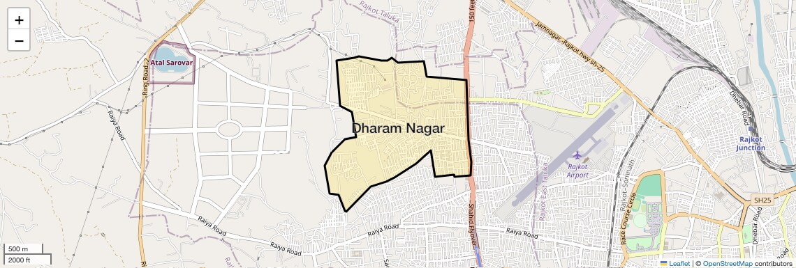 Location Map of Dharam Nagar, Rajkot