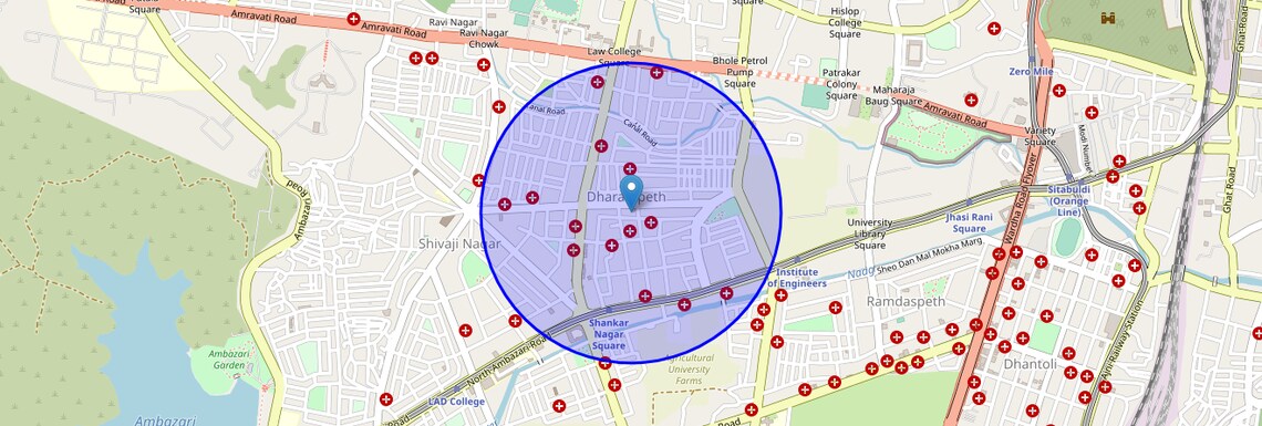 Location Map of Dharampeth, Nagpur