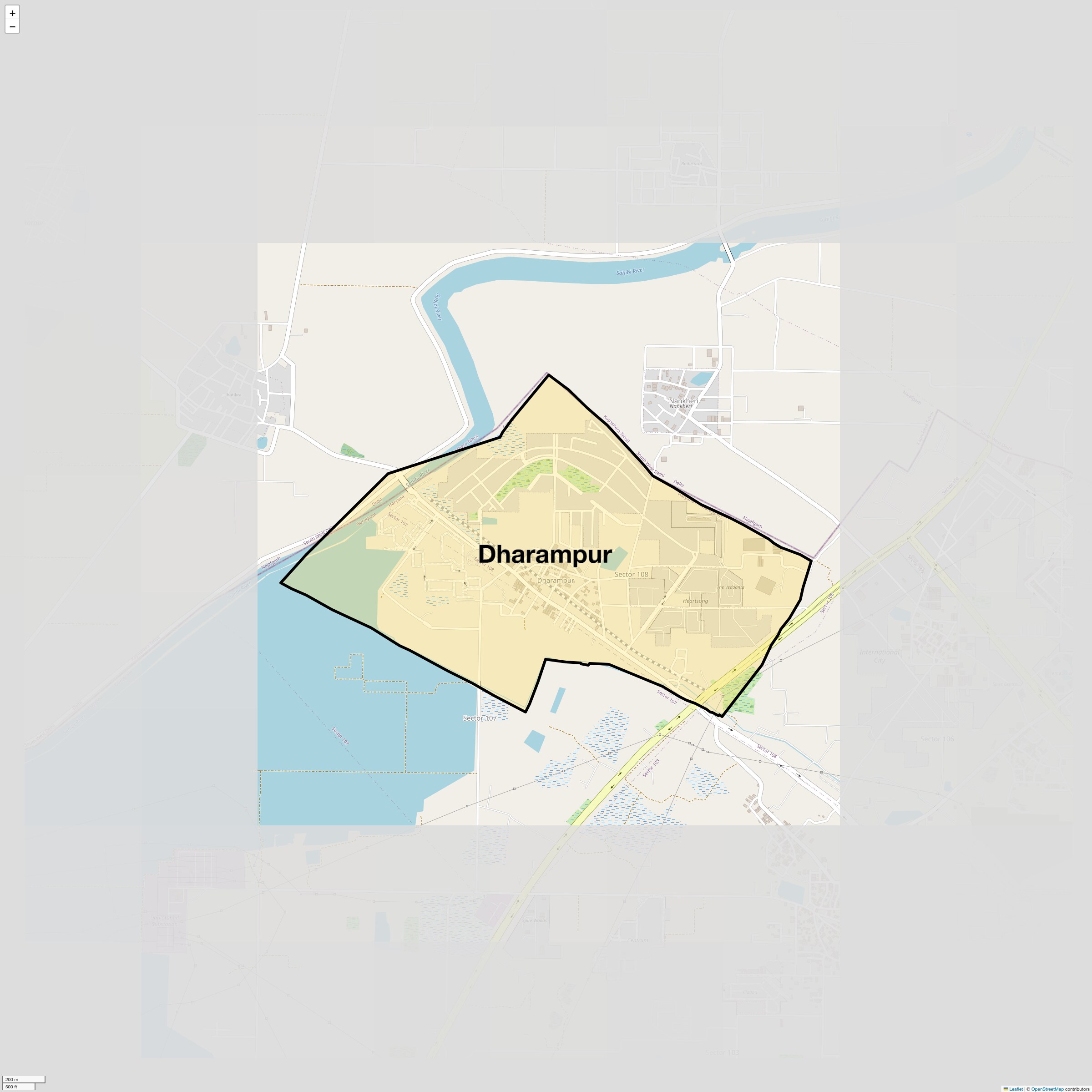 Location Map of Dharampur, Gurgaon