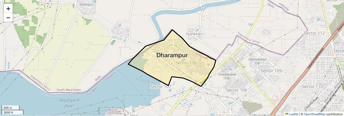 Location Map of Dharampur, Gurgaon