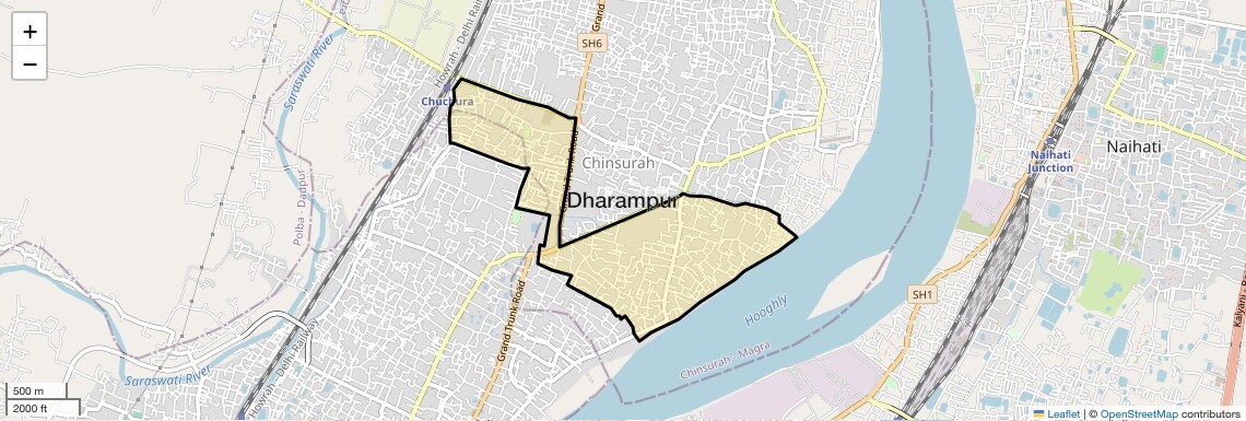 Location Map of Dharampur, Kolkata