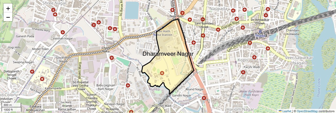 Location Map of Dharamveer Nagar, Thane