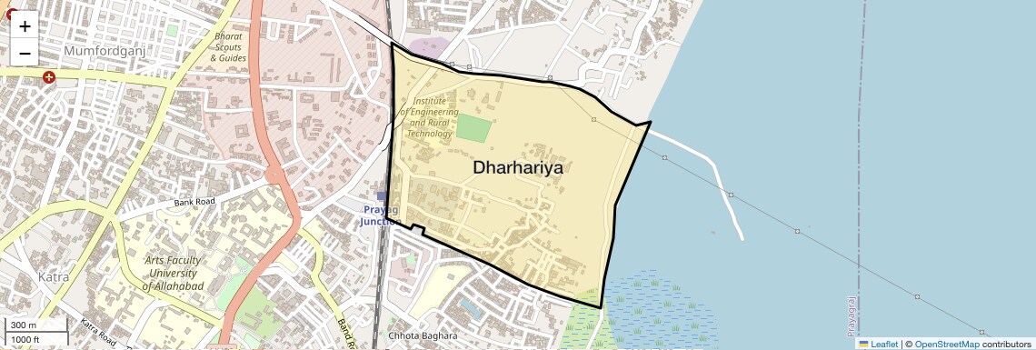 Location Map of Dharhariya, Allahabad
