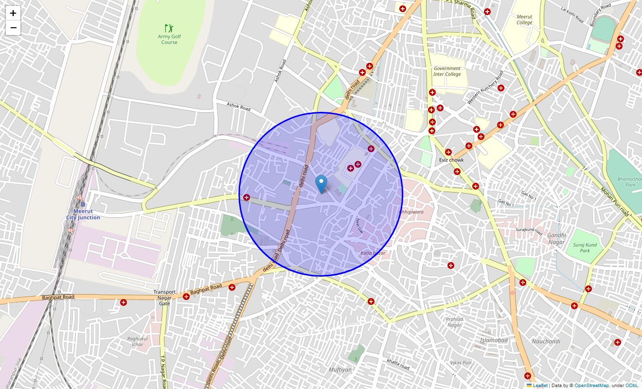 Location Map of Dharmashala, Meerut