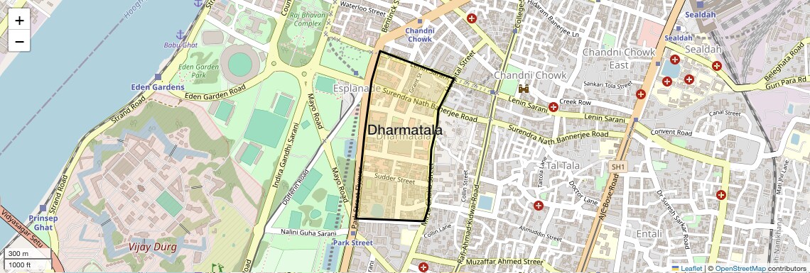 Location Map of Dharmatala, Kolkata