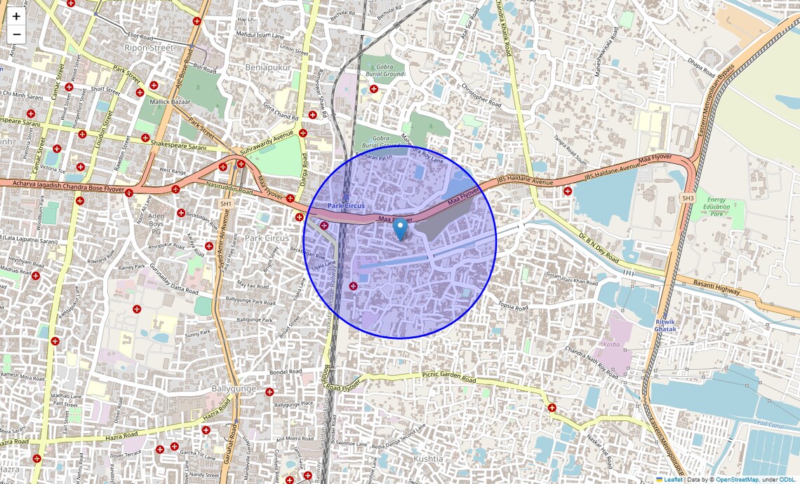Location Map of Dharmatala Road, Kolkata