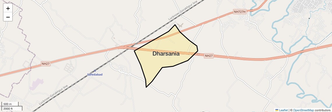 Location Map of Dharsania, Lucknow