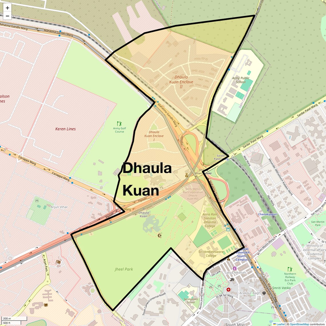 Location Map of Dhaula Kuan, Delhi