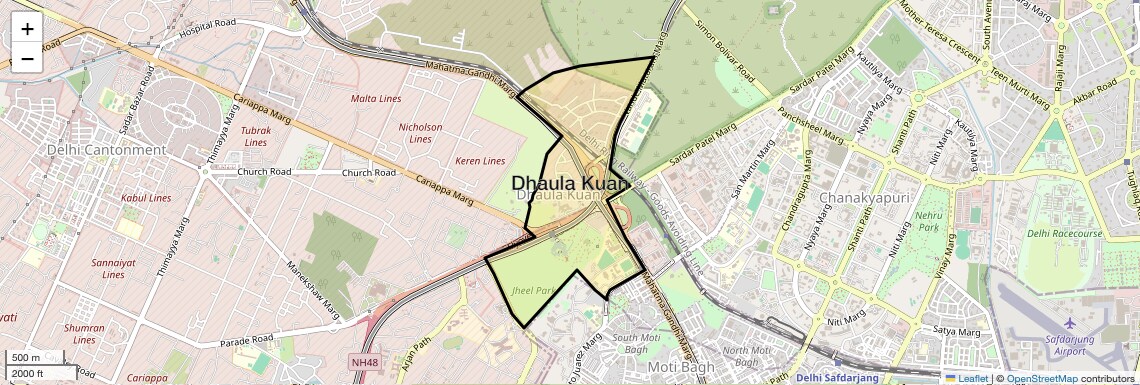 Location Map of Dhaula Kuan, Delhi