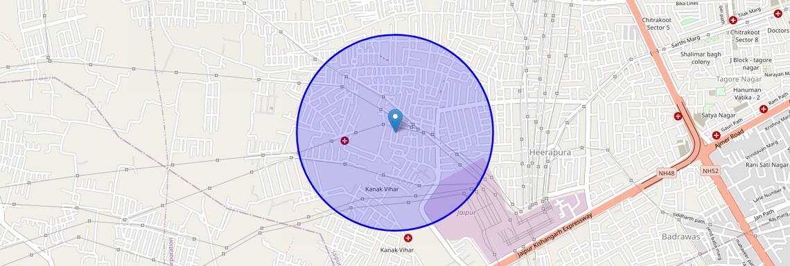 Location Map of Dhawas, Jaipur