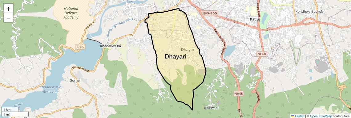 Location Map of Dhayari, Pune