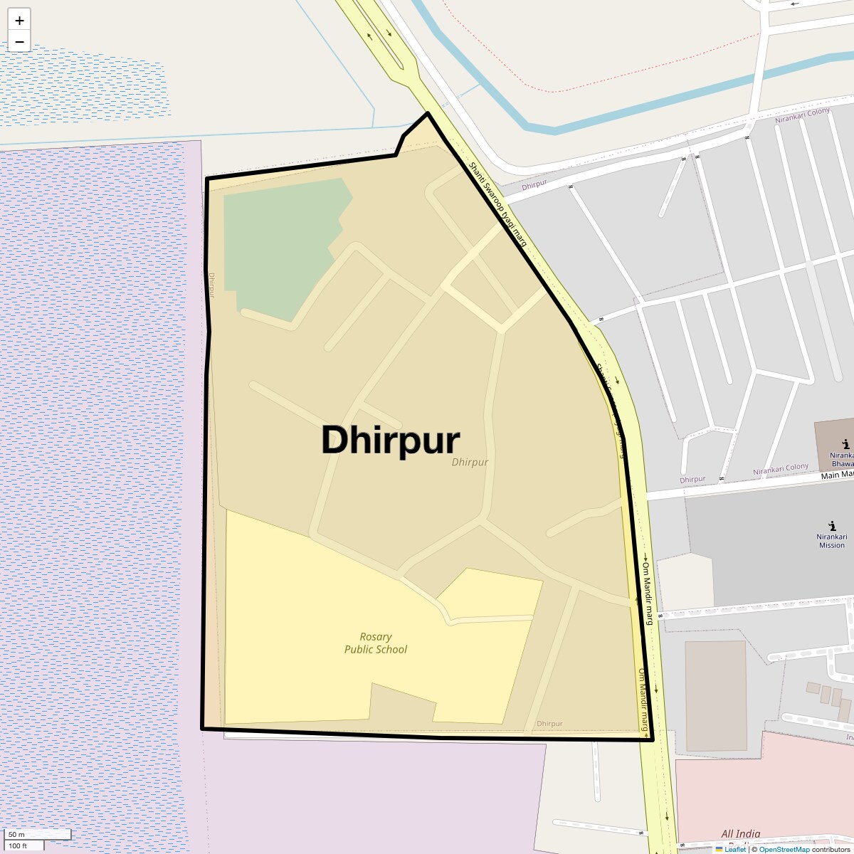 Location Map of Dhirpur, Delhi