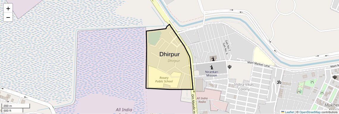 Location Map of Dhirpur, Delhi