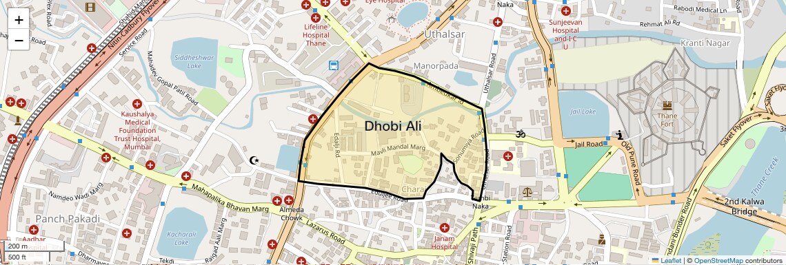 Location Map of Dhobi Ali, Thane