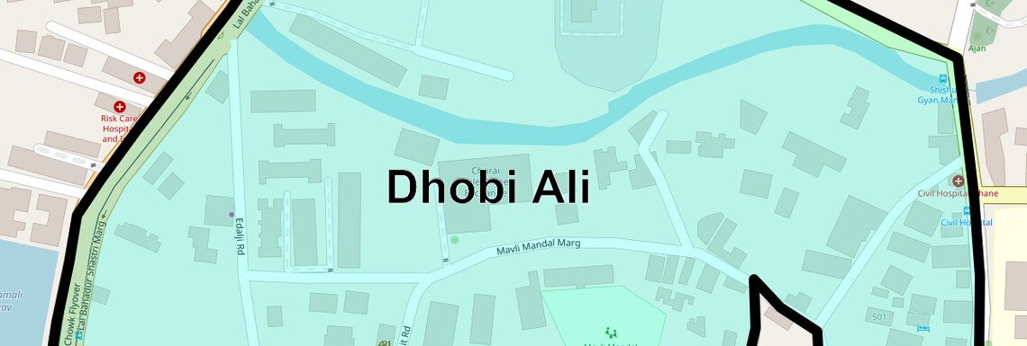 Location Map of Dhobi Ali, Thane