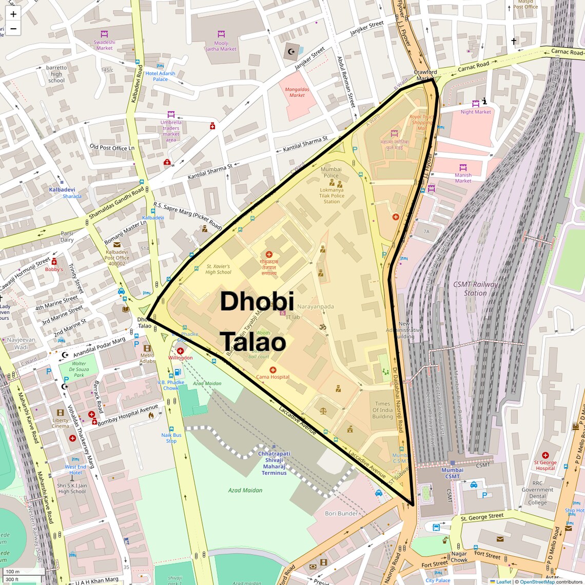 Location Map of Dhobi Talao, Mumbai