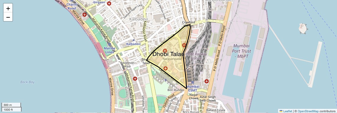 Location Map of Dhobi Talao, Mumbai