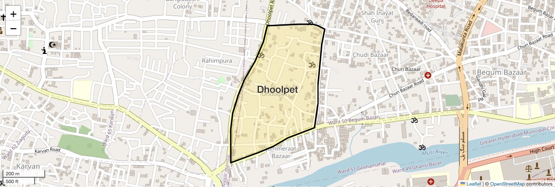 Location Map of Dhoolpet, Hyderabad