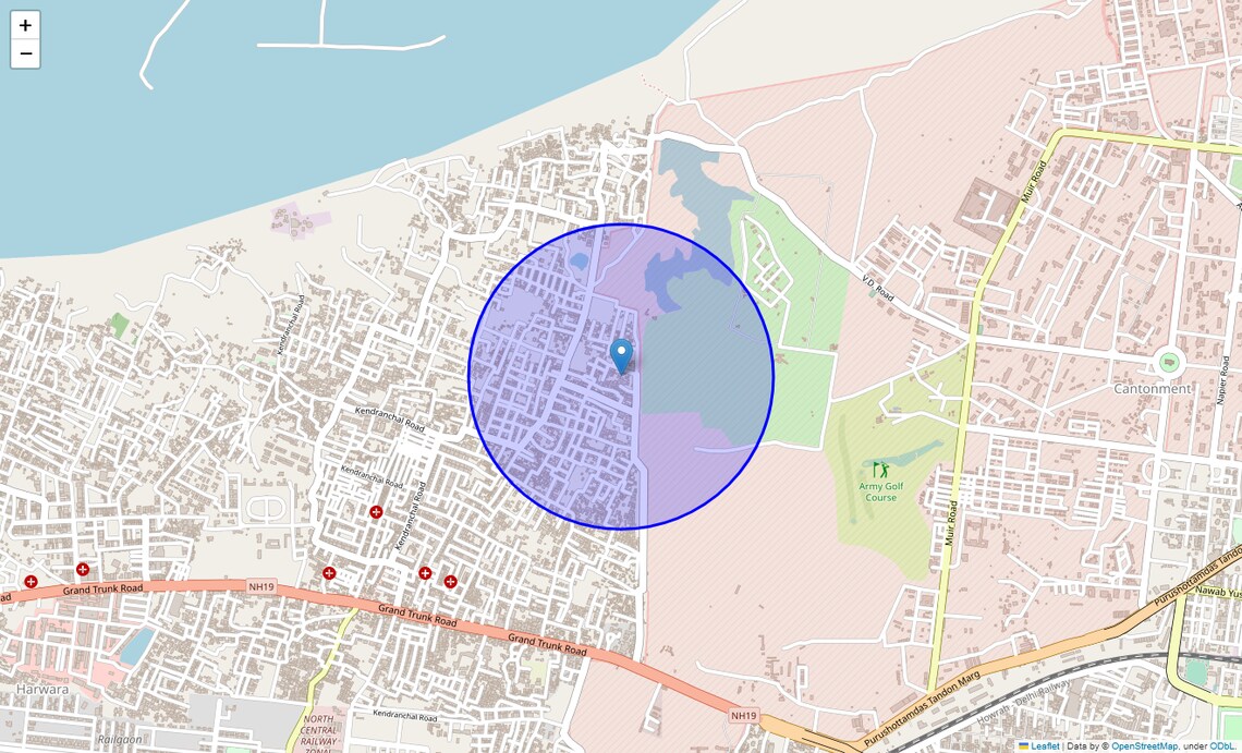 Location Map of Dhoomanganj, Allahabad