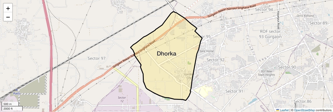 Location Map of Dhorka, Gurgaon