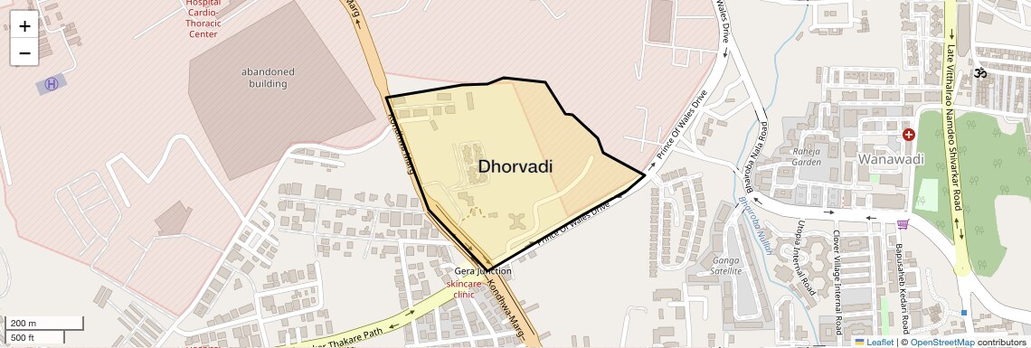Location Map of Dhorvadi, Pune
