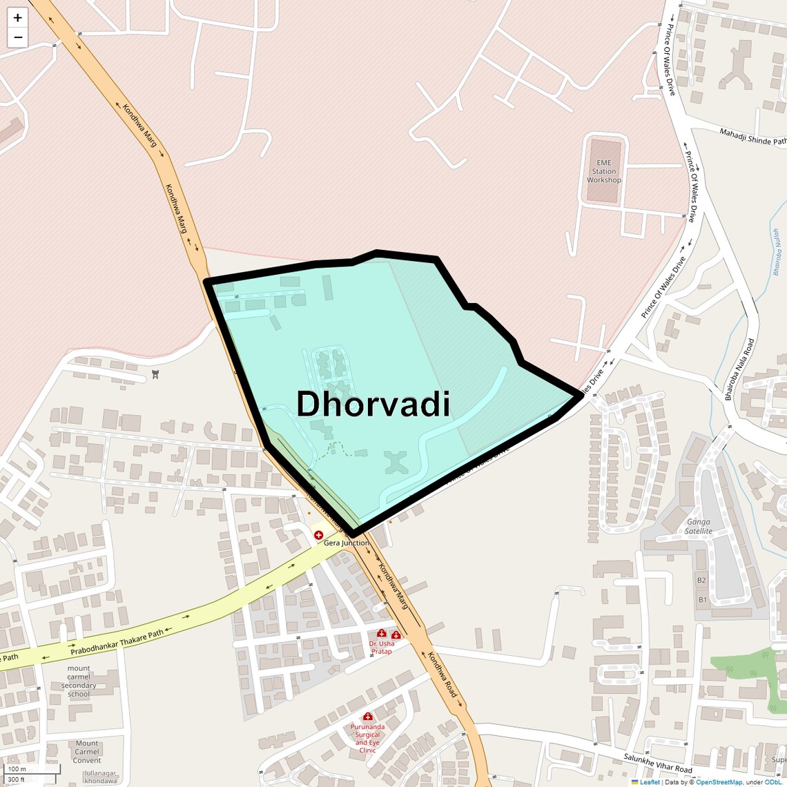 Location Map of Dhorvadi, Pune