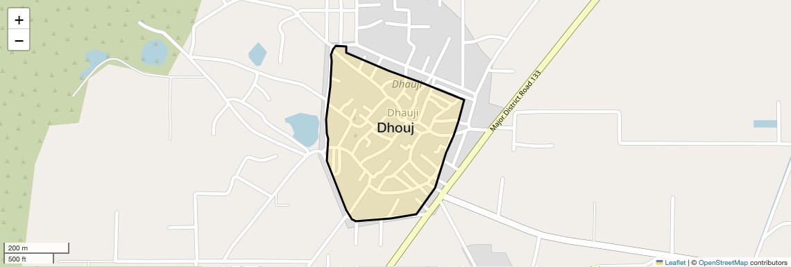 Location Map of Dhouj, Faridabad