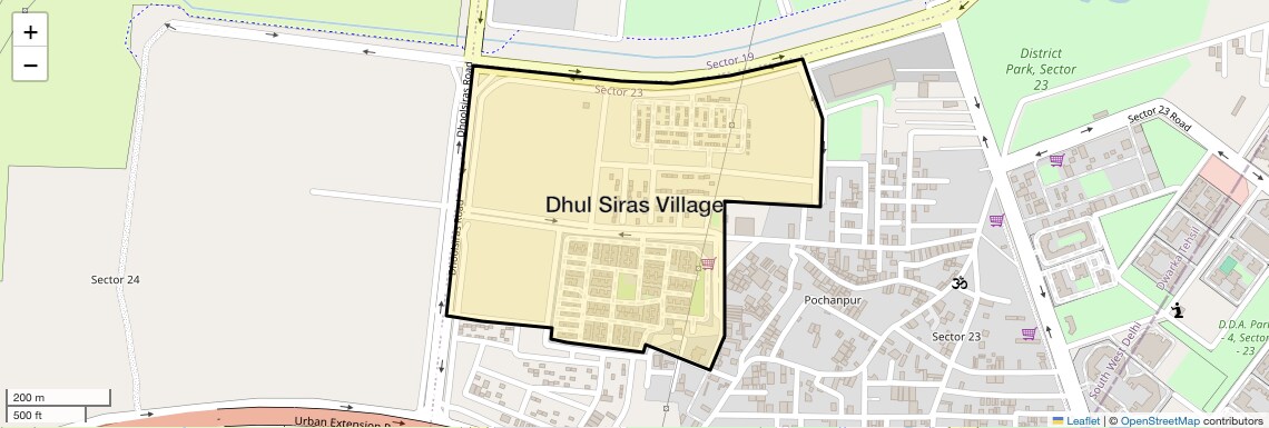 Location Map of Dhul Siras Village, Delhi