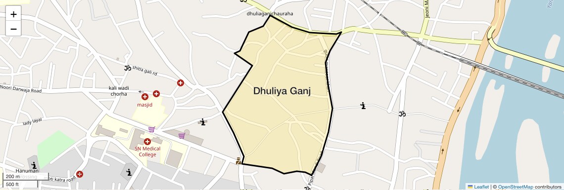 Location Map of Dhuliya Ganj, Agra