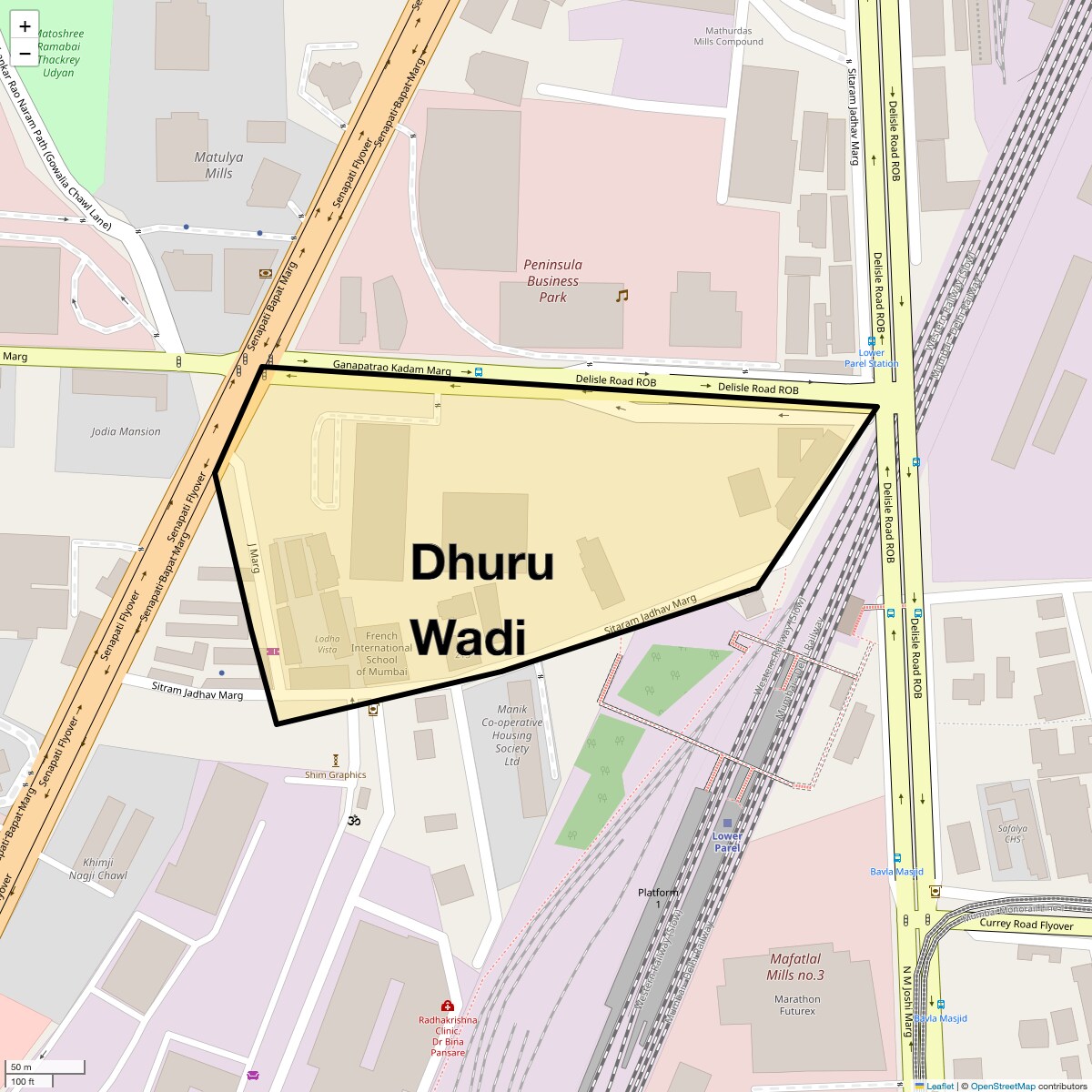 Location Map of Dhuru Wadi, Mumbai