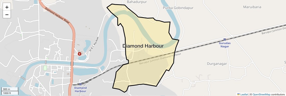 Location Map of Diamond Harbour, Kolkata