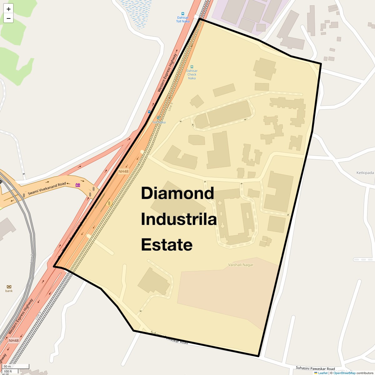 Location Map of Diamond Industrila Estate, Mumbai