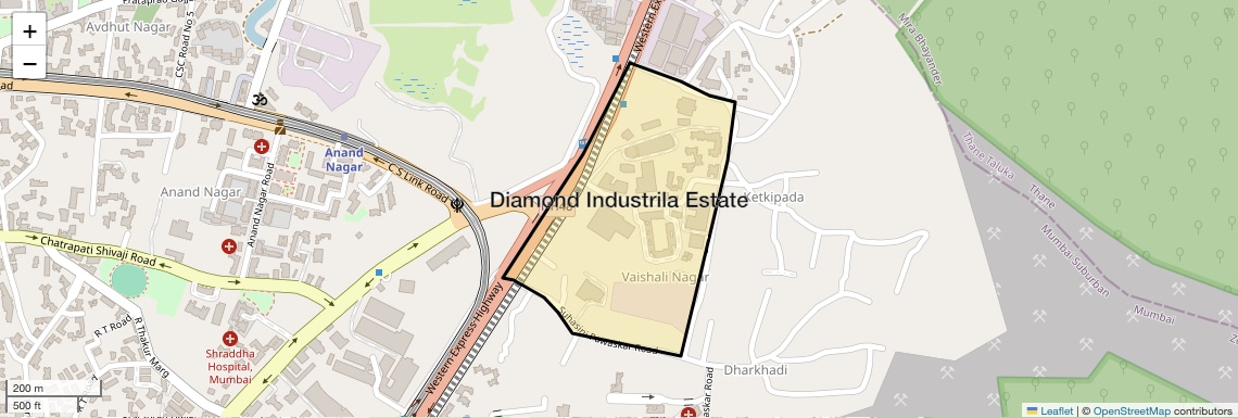 Location Map of Diamond Industrila Estate, Mumbai