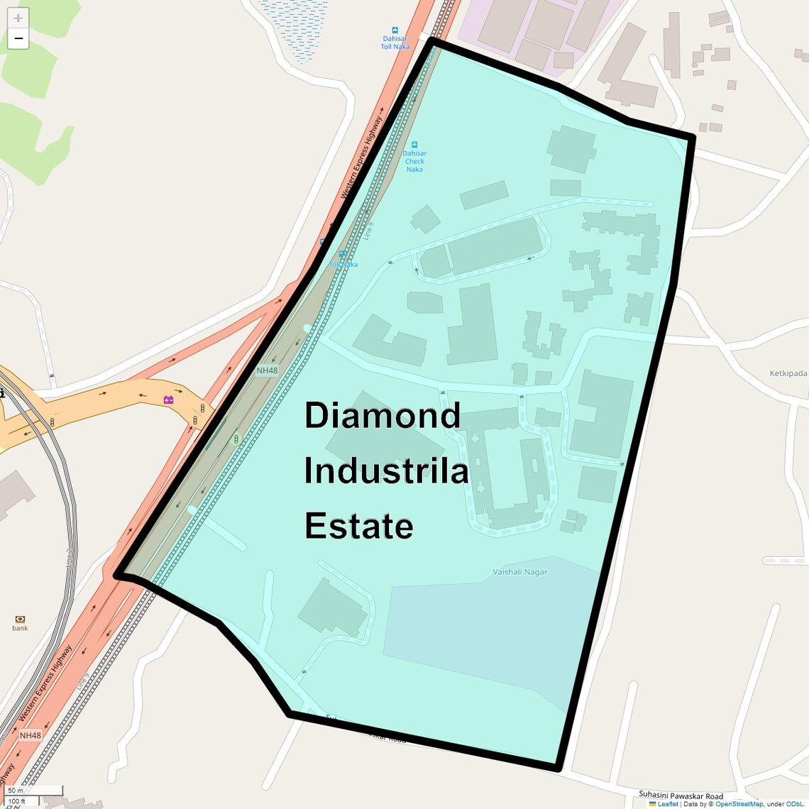 Location Map of Diamond Industrila Estate, Mumbai