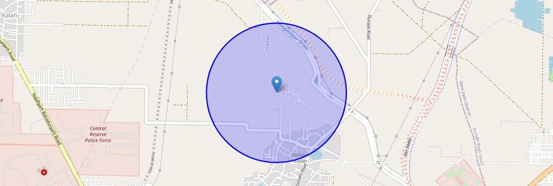 Location Map of Dichaon Kalan, Delhi