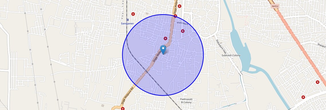 Location Map of Diggi Road, Jaipur