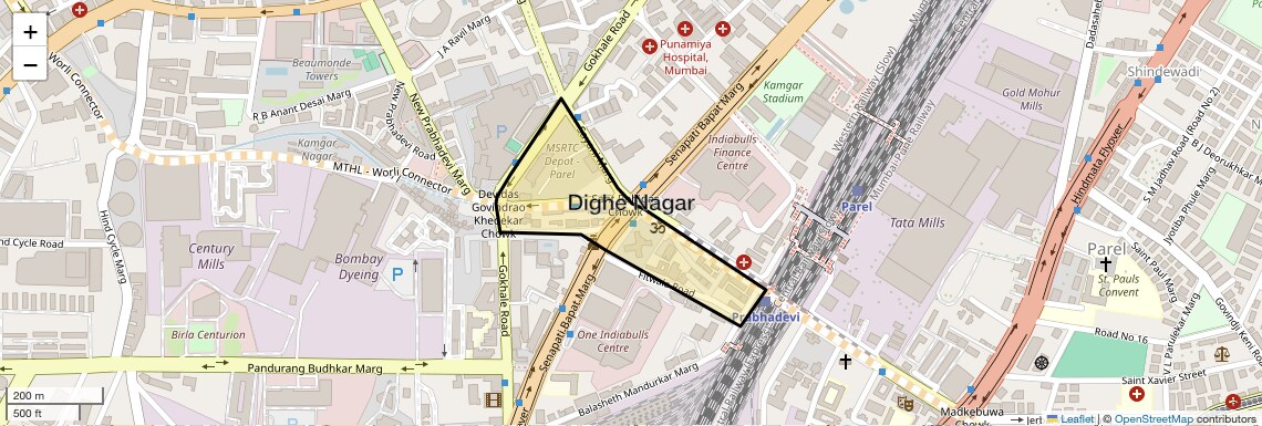 Location Map of Dighe Nagar, Mumbai