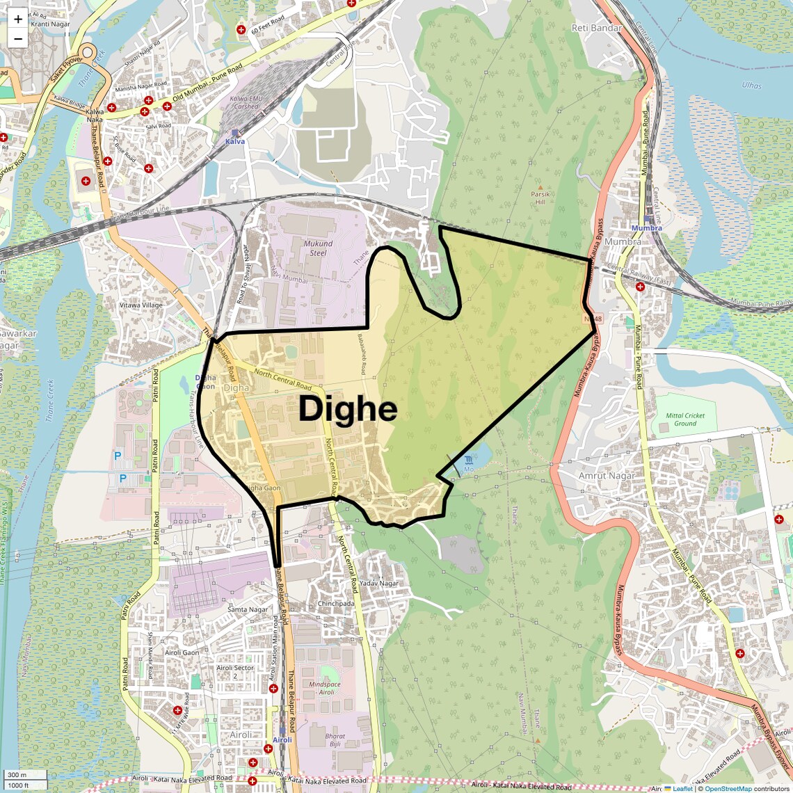 Location Map of Dighe, Navi Mumbai