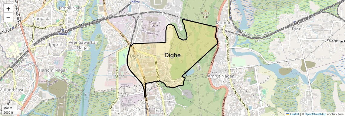 Location Map of Dighe, Navi Mumbai
