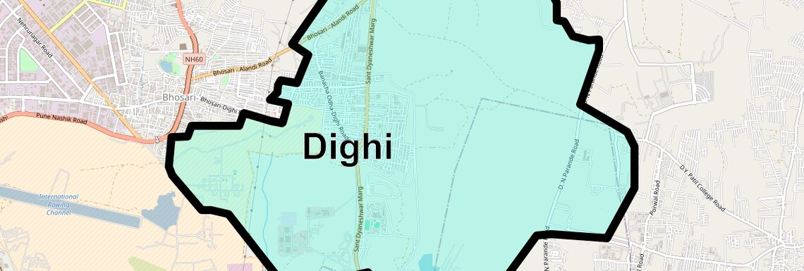Location Map of Dighi, Pune