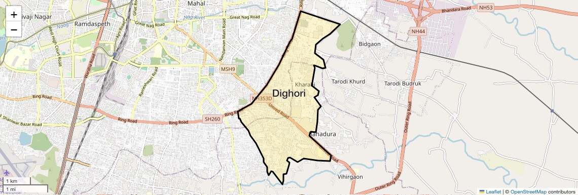 Location Map of Dighori, Nagpur