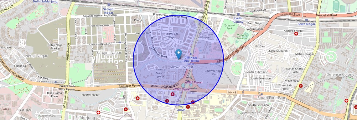 Location Map of Dilli Haat, Delhi