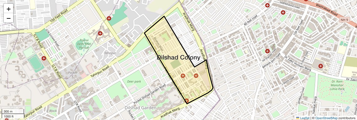 Location Map of Dilshad Colony, Delhi