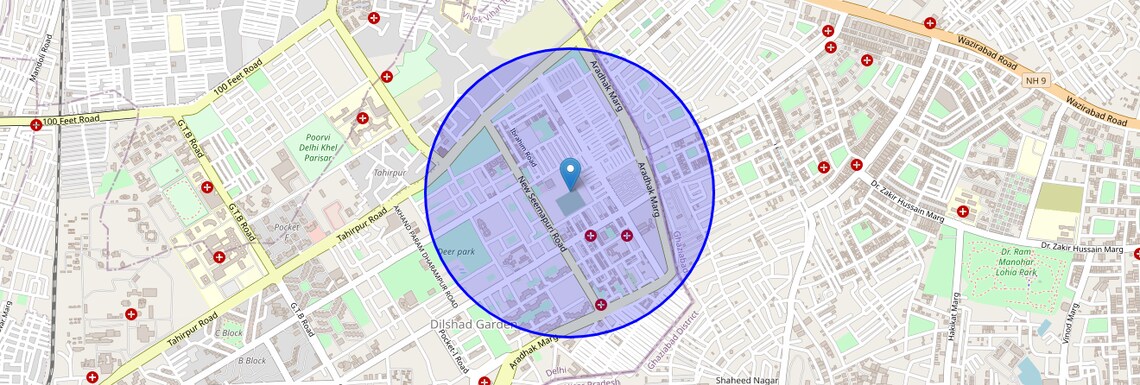 Location Map of Dilshad Colony, Delhi