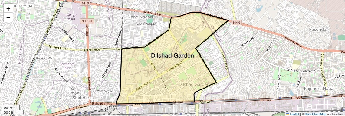 Location Map of Dilshad Garden, Delhi