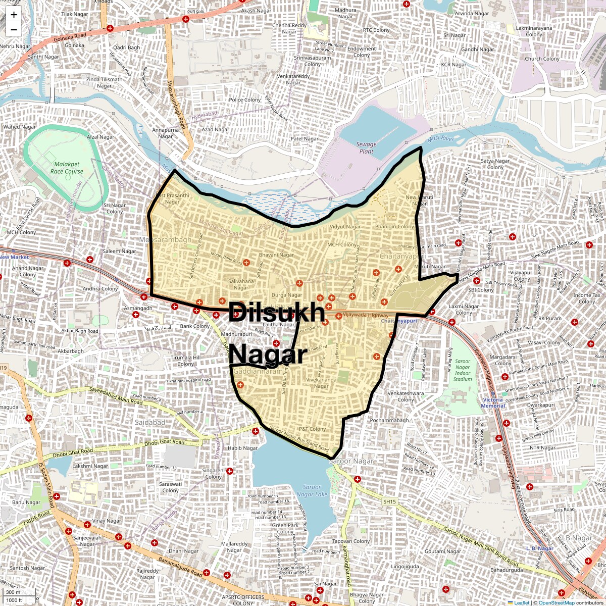 Location Map of Dilsukh Nagar, Hyderabad
