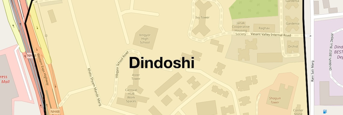 Location Map of Dindoshi, Mumbai