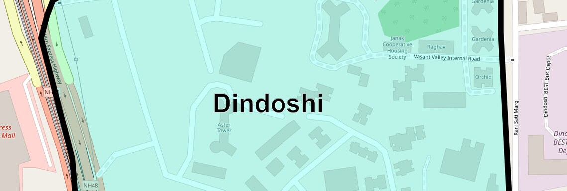 Location Map of Dindoshi, Mumbai
