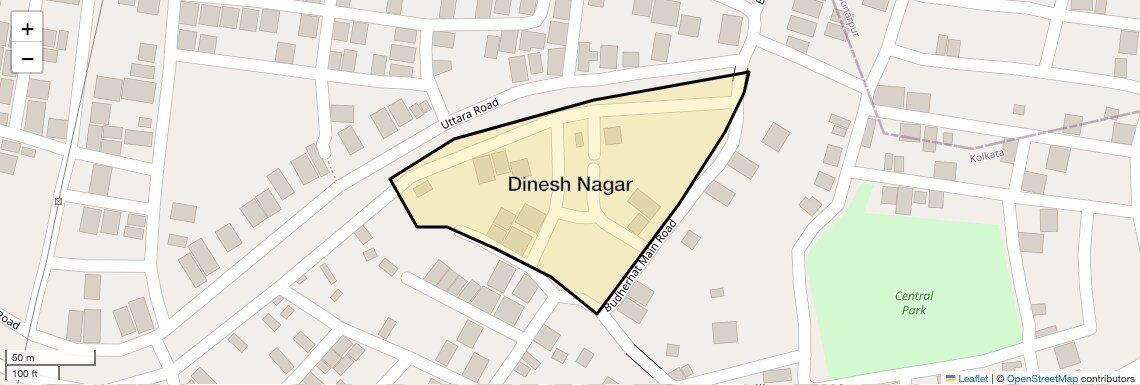 Location Map of Dinesh Nagar, Kolkata