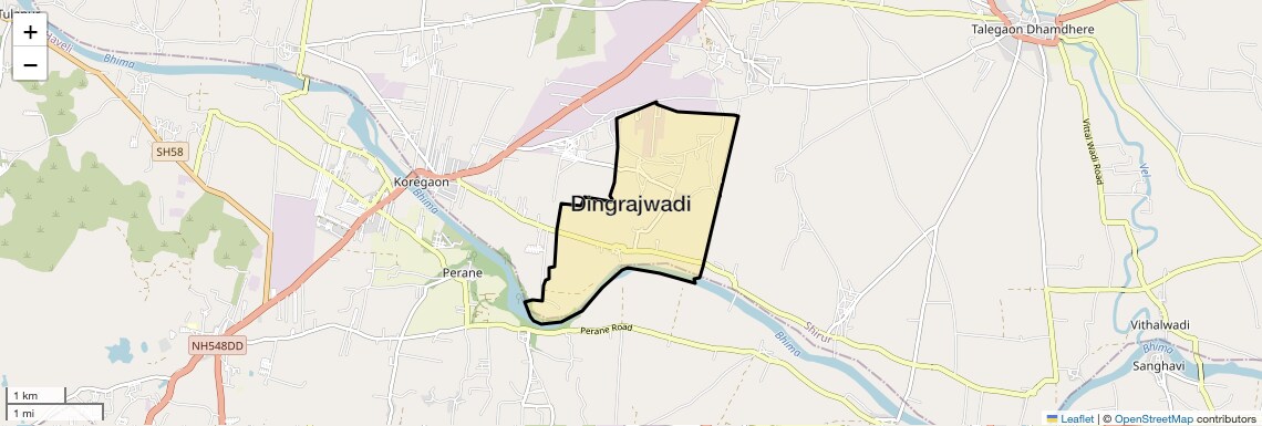 Location Map of Dingrajwadi, Pune